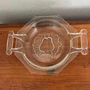 Jeannette Glassware Baltimore Pear Pressed Glass Sawtooth Edge mini platter